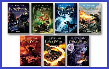 obrazek przedstawia serię książek o Harrym Potterze