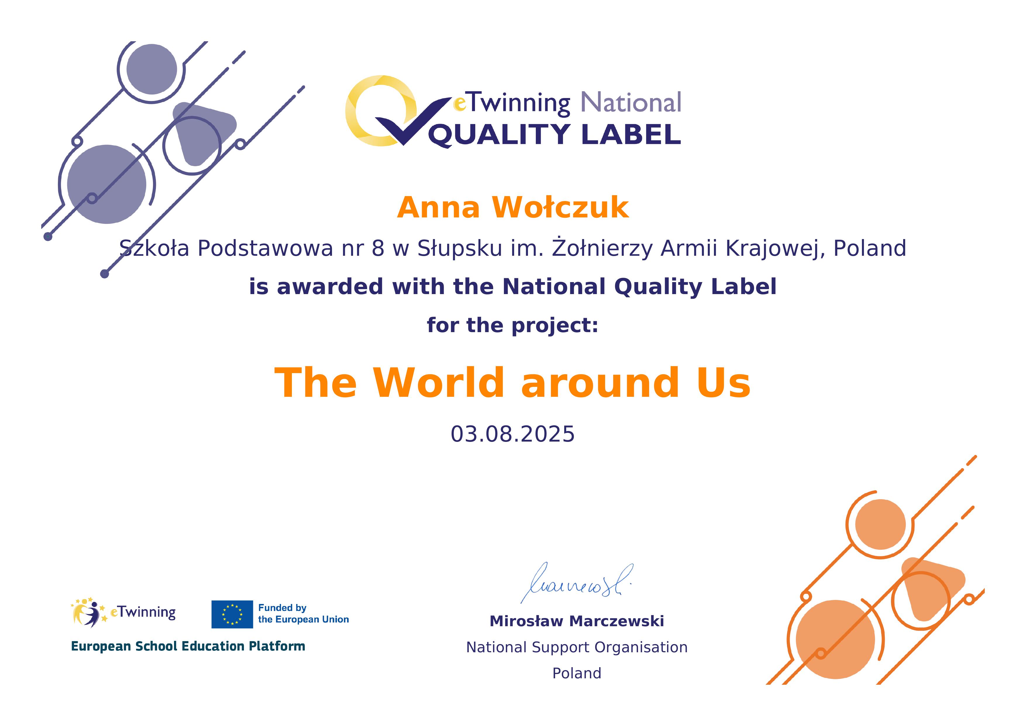 national quality label project the world around us