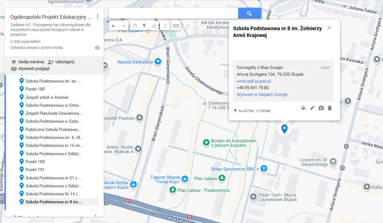 zadanie 1 oznaczenie na mapie